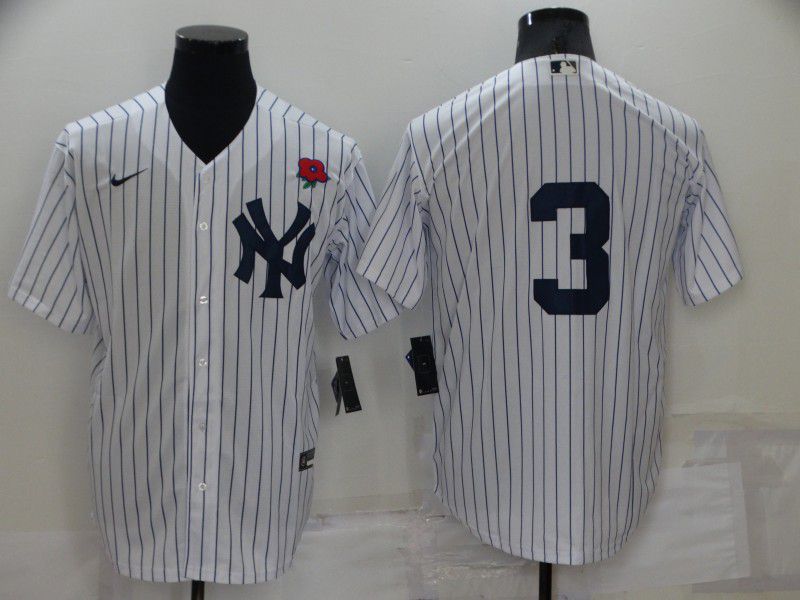 Men New York Yankees 3 No Name White Strip Game 2022 Nike MLB Jersey